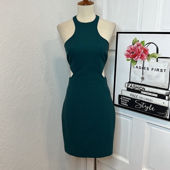 Cinq a Sept Juno Cutout Mini Dress in Teal Size 0 - Picture 3 of 11